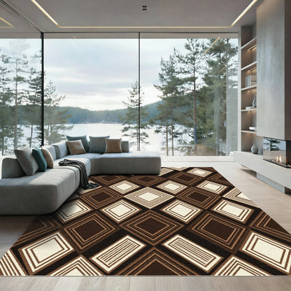 Deep Brown Diamond Layers Rug