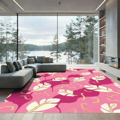 Pink Feathered Swirl Composition Rug
