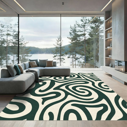 Deep Forest Swirling Abstract Rug