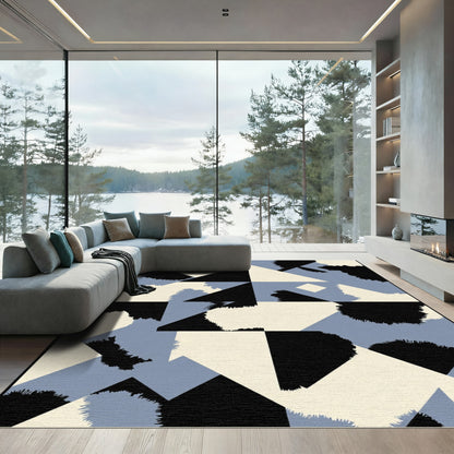 Geometric Slate Blue Abstract Shapes Rug
