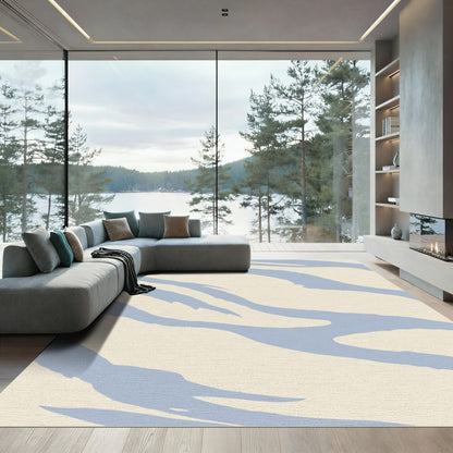 Soft Blue Organic Brushstroke Rug