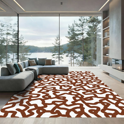 Brown Organic Interwoven Curves Rug