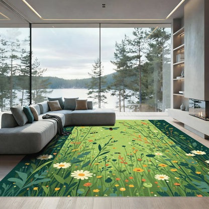 Whimsical Bee Garden Meadow Rug