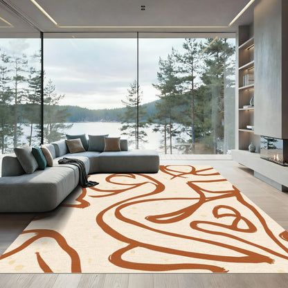 Terracotta Brushstrokes Mid Century Modern Rug