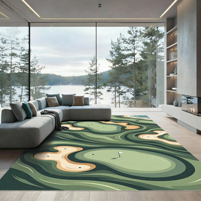 Abstract Sage Golf Course Terrain Map Rug