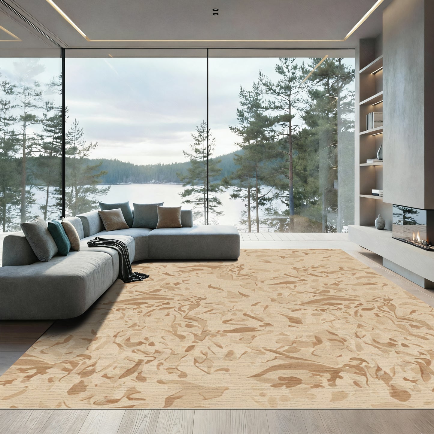 Earthy Brown Organic Swirls Rug