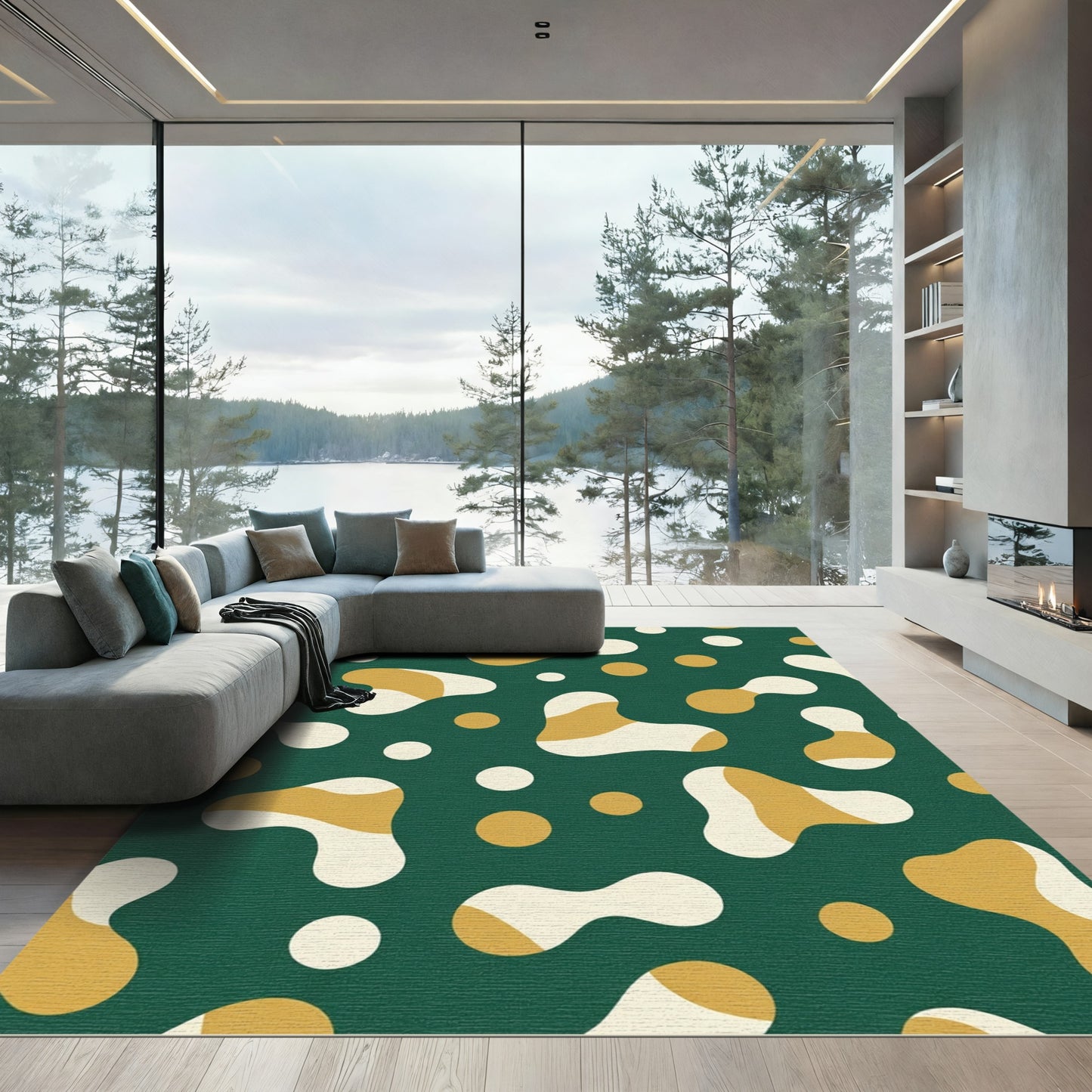 Emerald Organic Blob Dots Rug