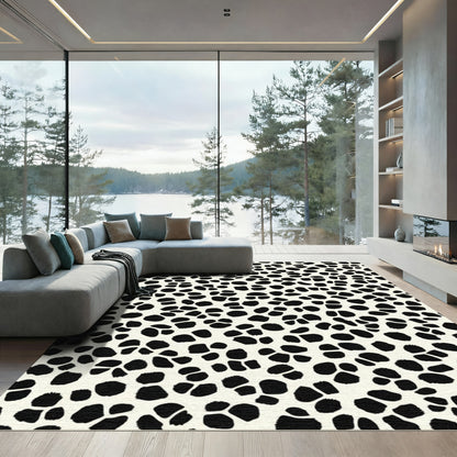 Bold Black Spots Cream Texture Rug