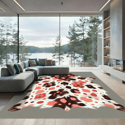 Spotted Hide Red Pink Cow Rug