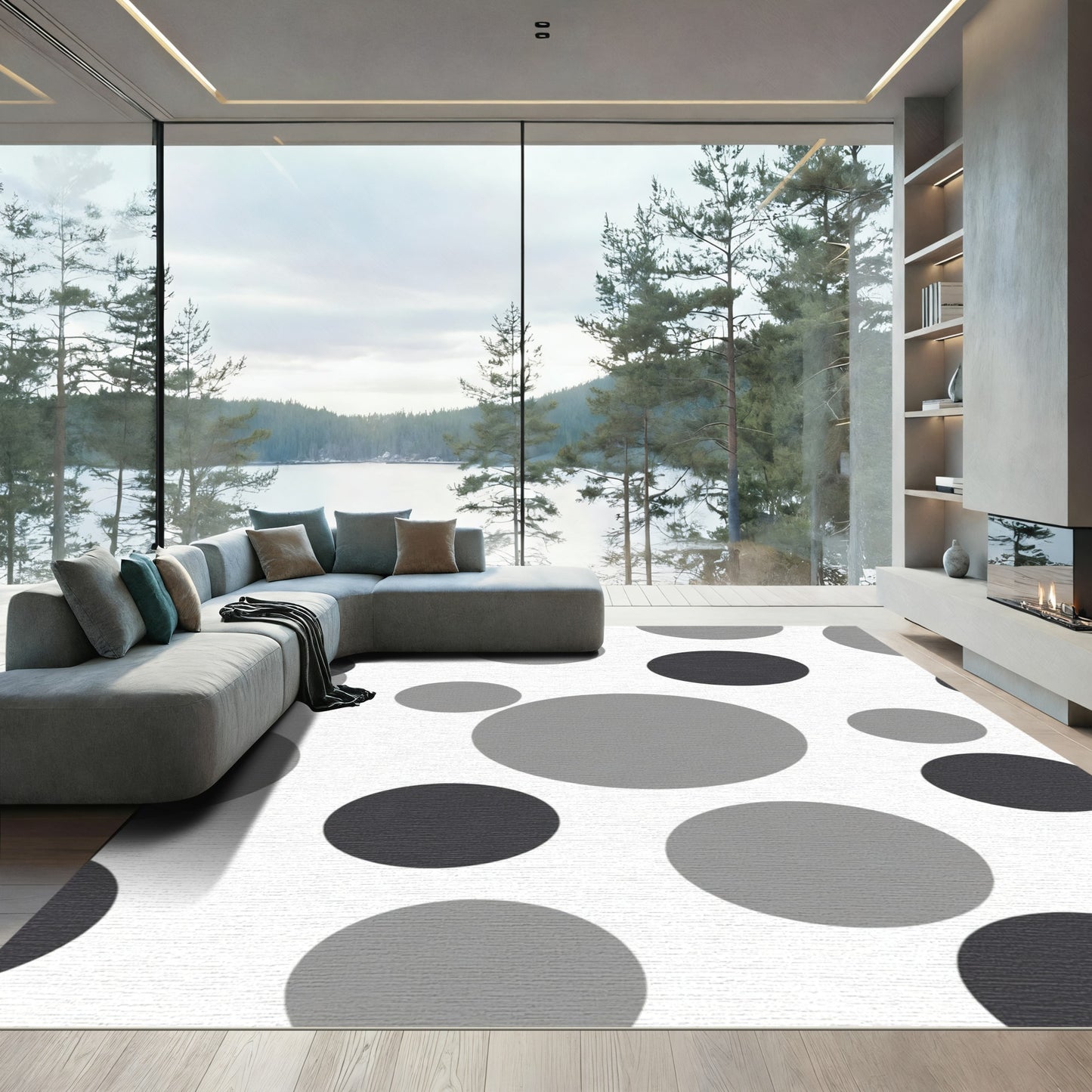 Monochromatic Large Circles Arrangement Rug