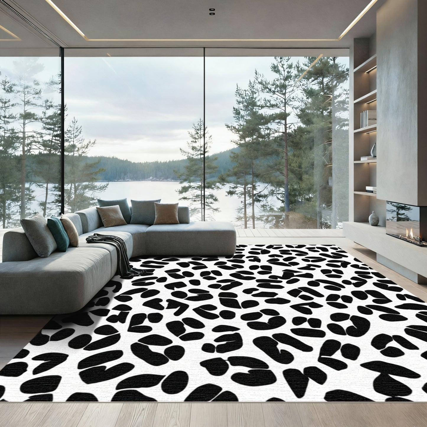 Bold Black Cheetah Spots Rug