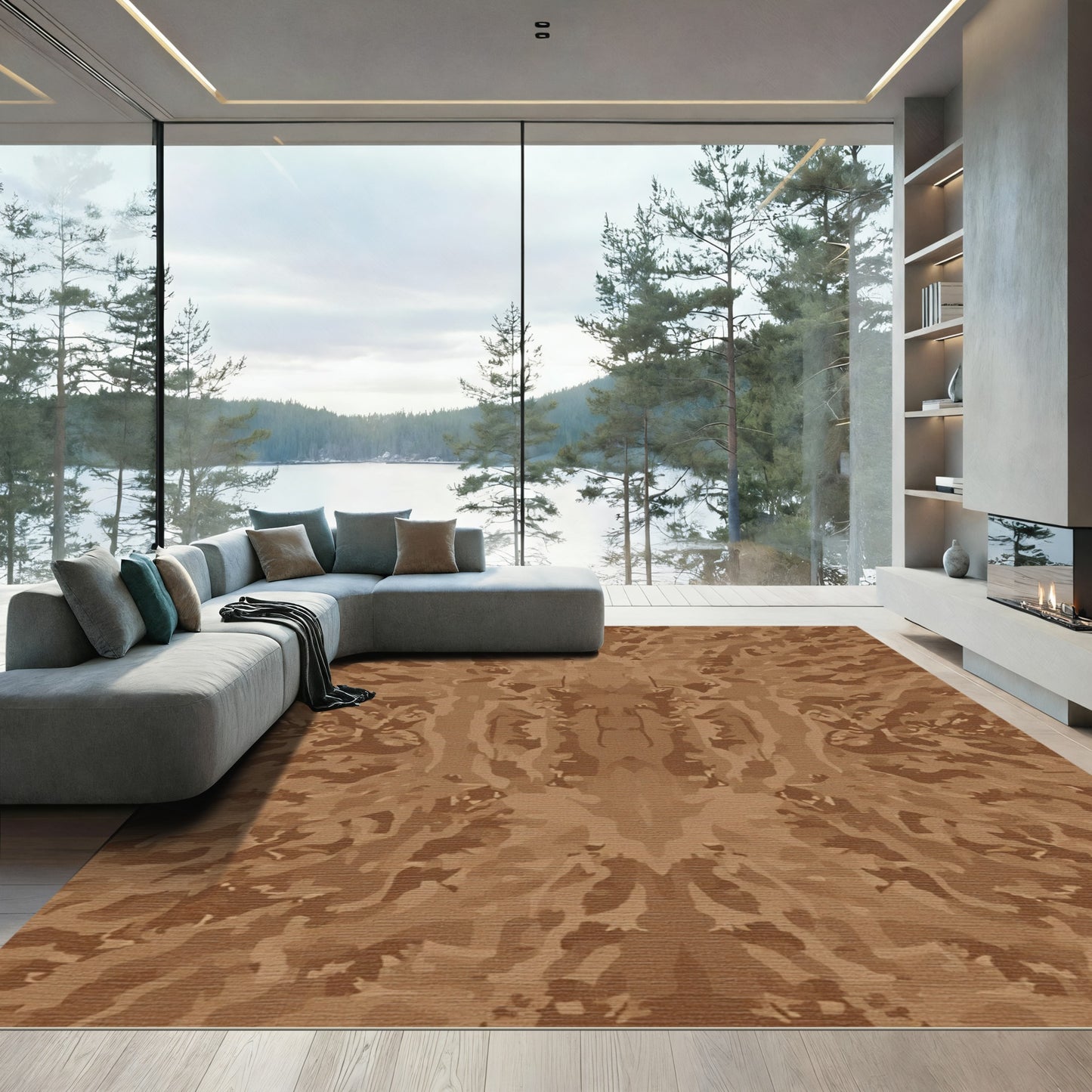 Brown Camouflage Abstract Texture Rug