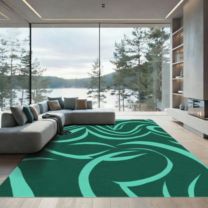 Teal Abstract Swirl Swath Rug