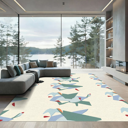 Abstract Blue Green Red Organic Shapes Rug