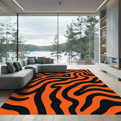 Bold Orange Black Animal Strips Rug