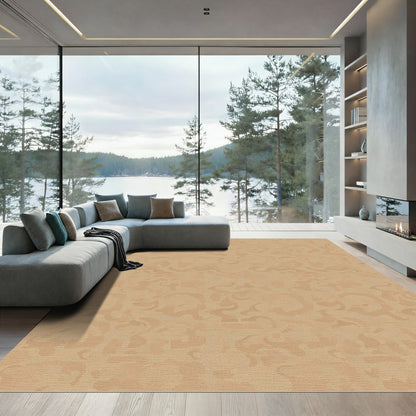 Earthy Beige Abstract Swirl Rug