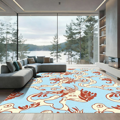 Whimsical Rococo Floral Creature Rug