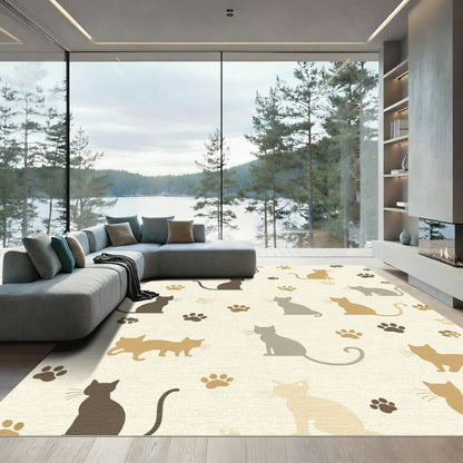 Whimsical Cat Paw Print Collection Rug