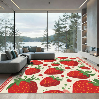 Vibrant Red Strawberry Patch Rug