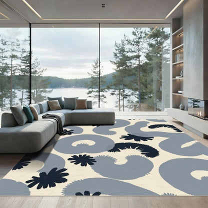 Cream Slate Swirl Starburst Abstraction Rug