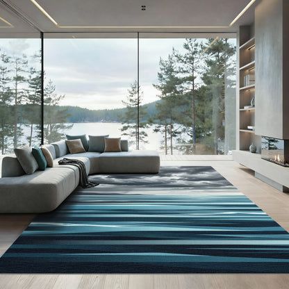 Stormy Cloud Blue Horizon Ocean Rug