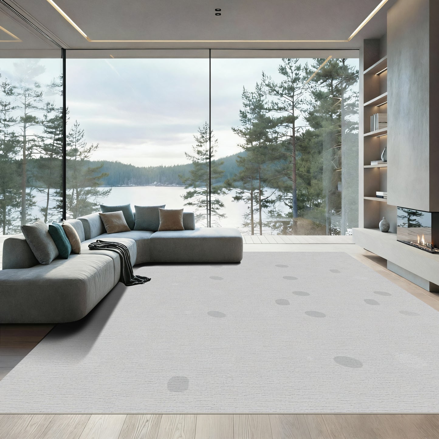 Subtle Gray Oval Speckle Rug