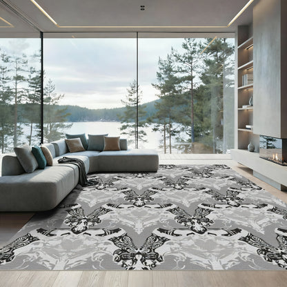 Monochromatic Abstract Floral Symmetry Rug
