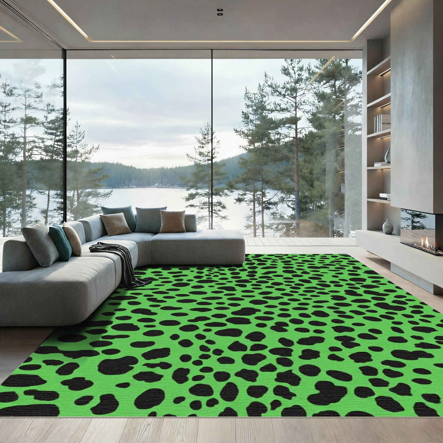 Vibrant Neon Leopard Spots Rug