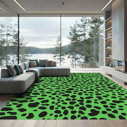 Vibrant Neon Leopard Spots Rug