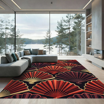 Crimson Golden Fan Radiance Rug