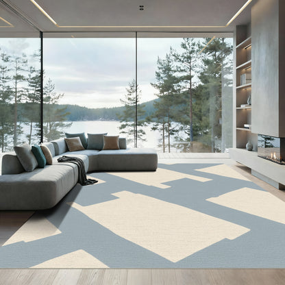 Pale Blue Hand Drawn Shapes Rug
