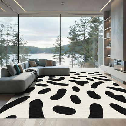 Abstract Black Organic Shapes Rug