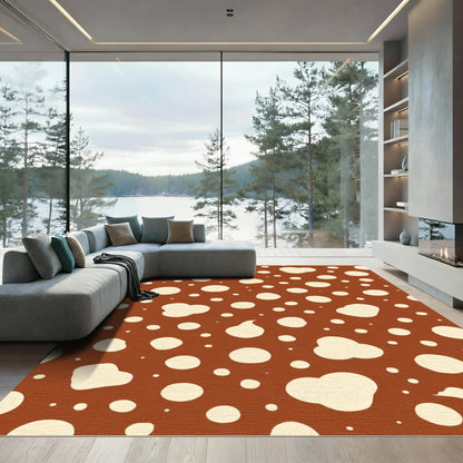 Terracotta Cream Polka Dot Scatter Rug