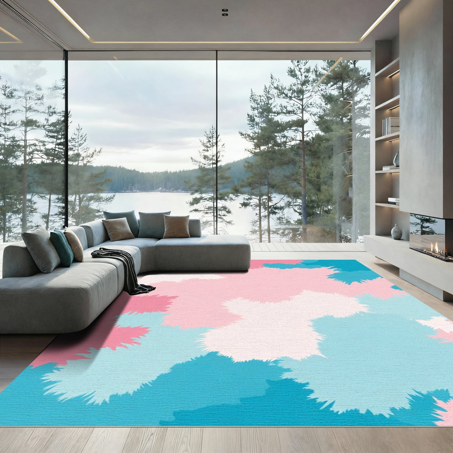 Pastel Splash Abstract Cloud Rug