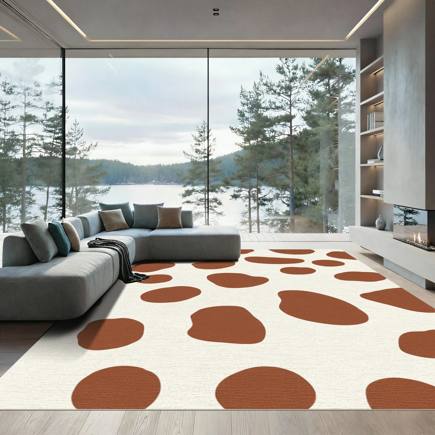 Brown Polka Dot Spots Rug