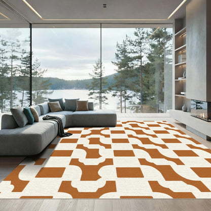 Terracotta White Interlocking Arch Rug