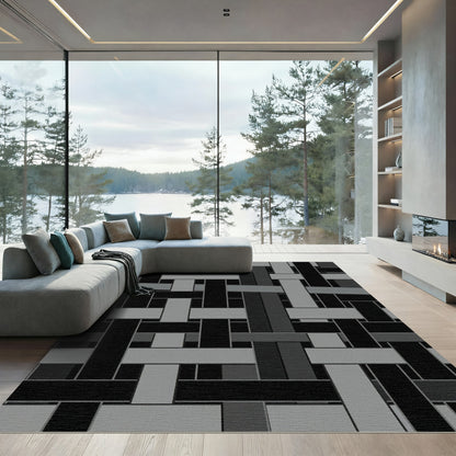 Monochromatic Interlocking Geometric Tape Rug