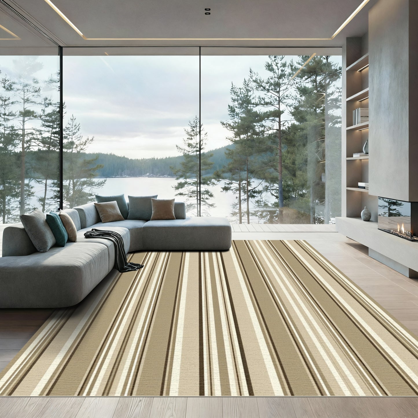 Earthy Tones Vertical Stripe Rug