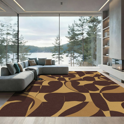 Earthy Abstract Organic Swirl Rug