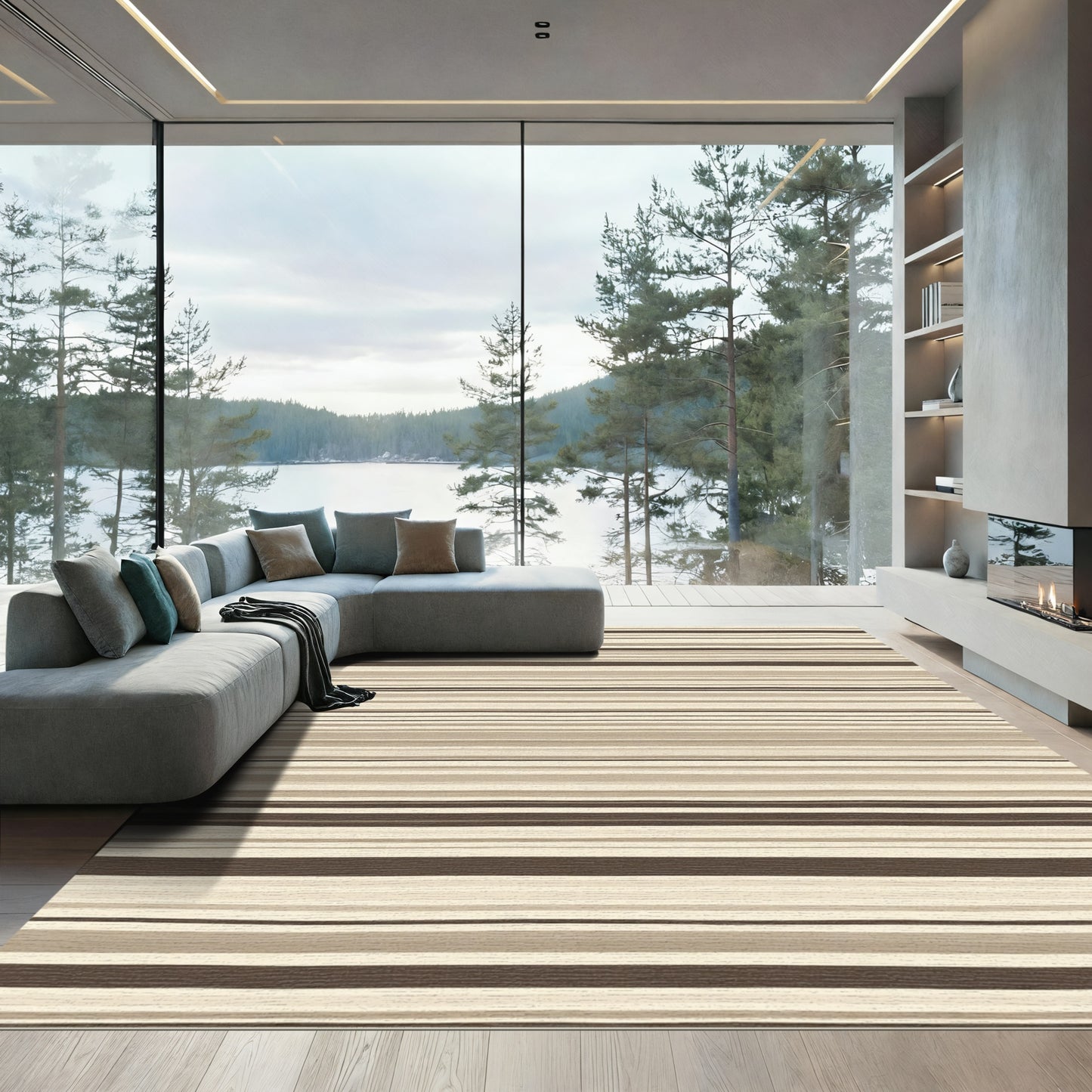 Earthy Tone Handmade Stripe Rug