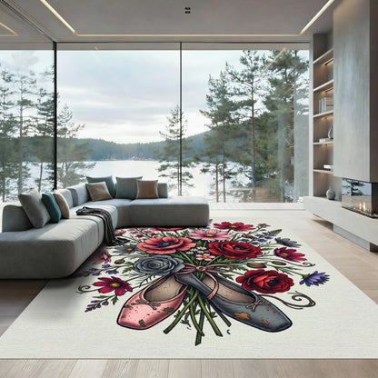 Floral Bouquet with Ballet Flats Rug