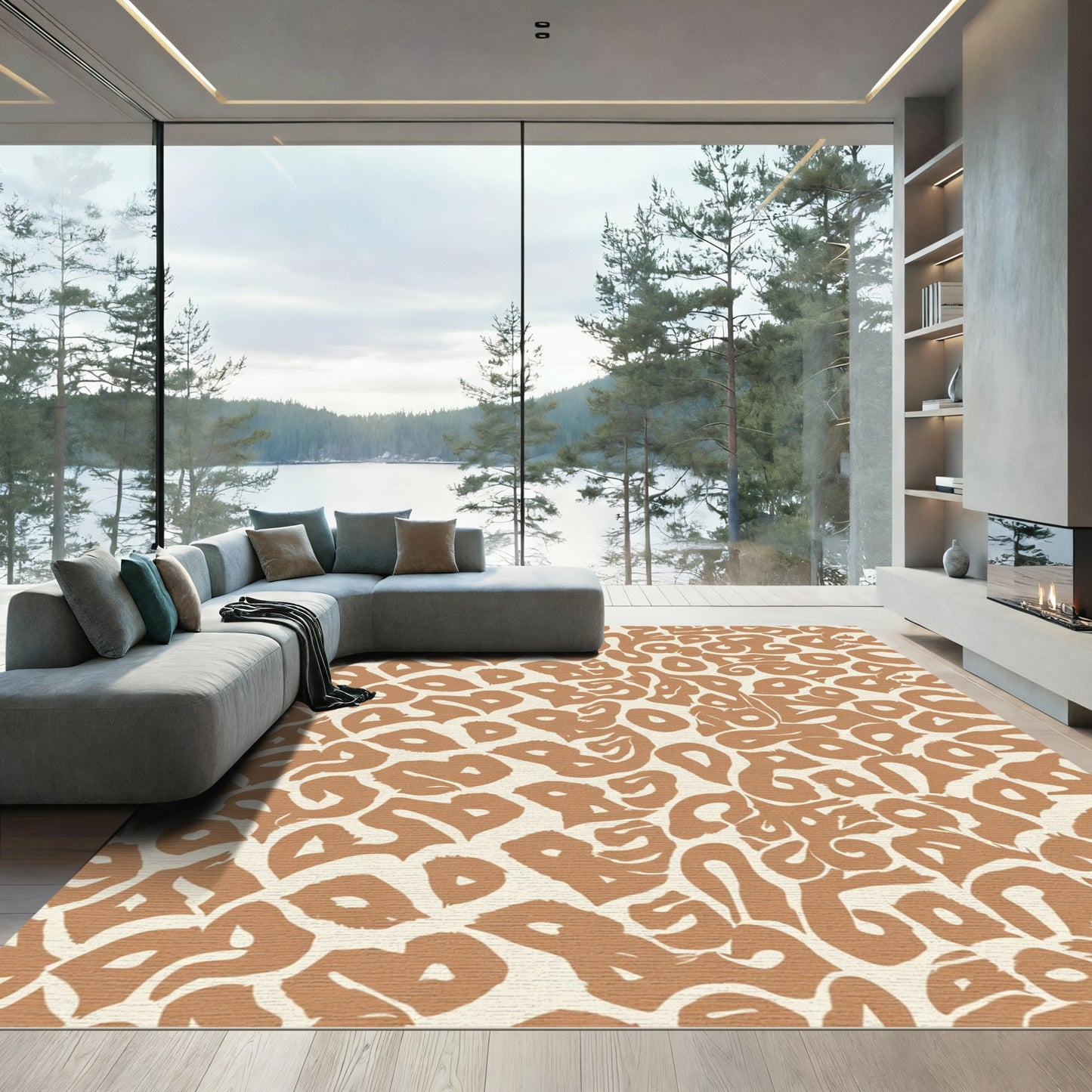 Brown Animalistic Organic Blobs Rug