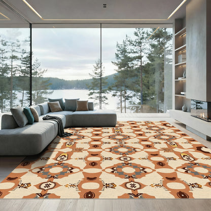 Earthy Terra Cotta Abstract Symmetry Rug