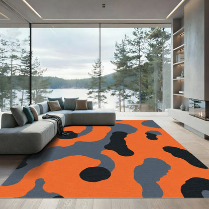Bold Orange Abstract Organic Shapes Rug