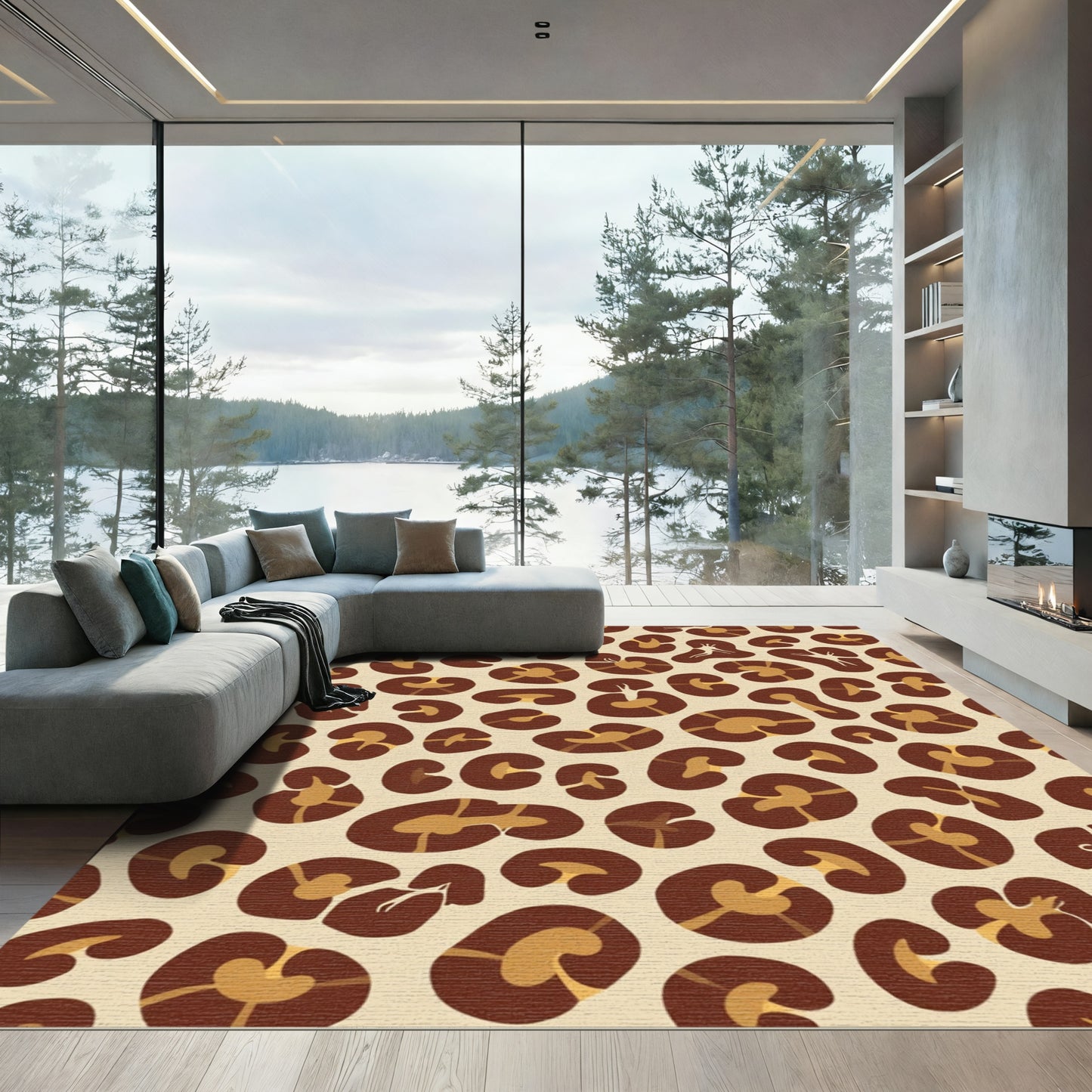 Spotted Earth Tones Animal Print Rug