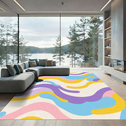 Retro Pastel Wave Swirl Rug