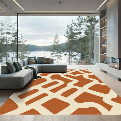 Terracotta Cream Organic Maze Rug