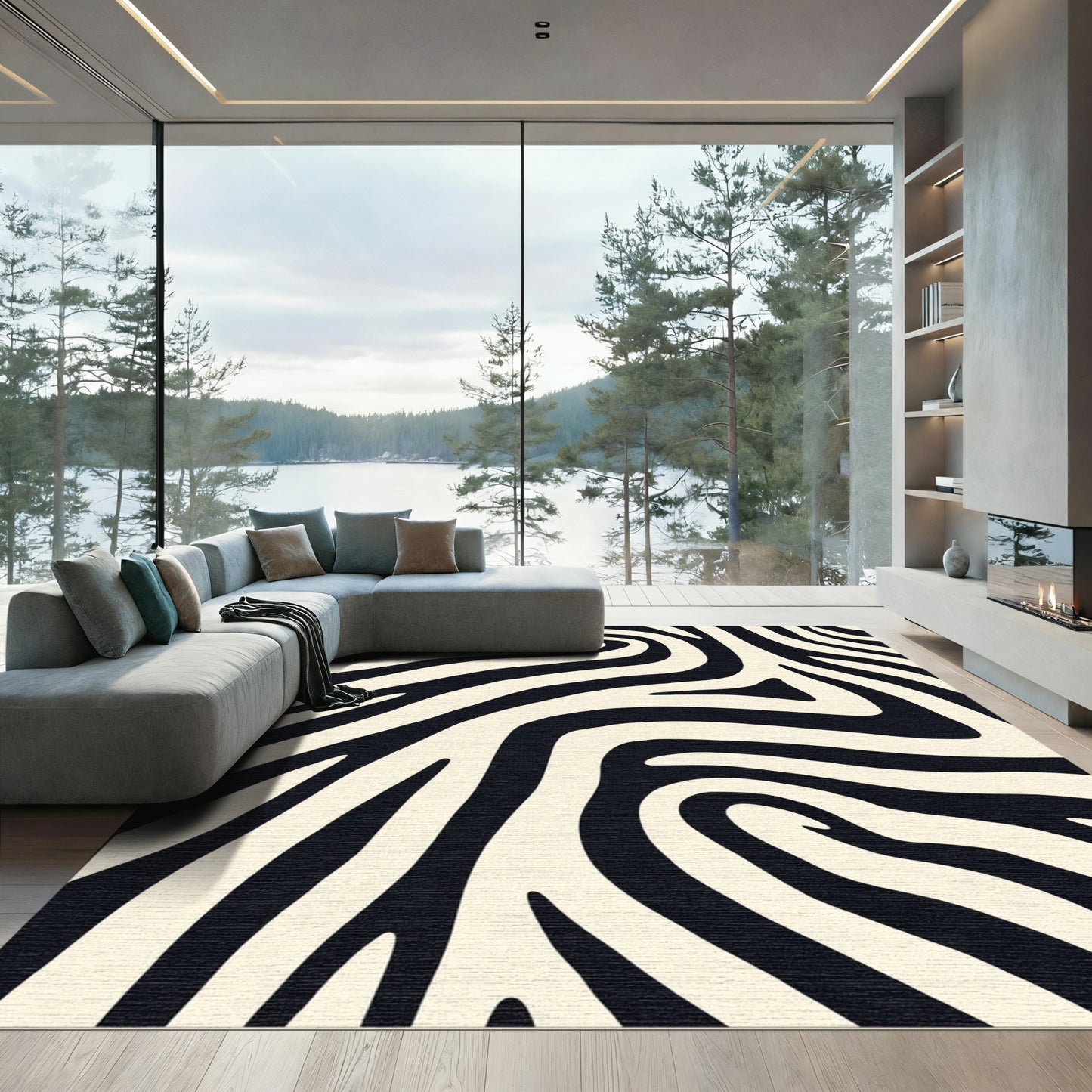 Bold Black Cream Zebra Stripe Rug