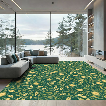 Deep Forest Floral Vine Harmony Rug