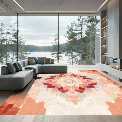 Terra Cotta Floral Mandala Rug